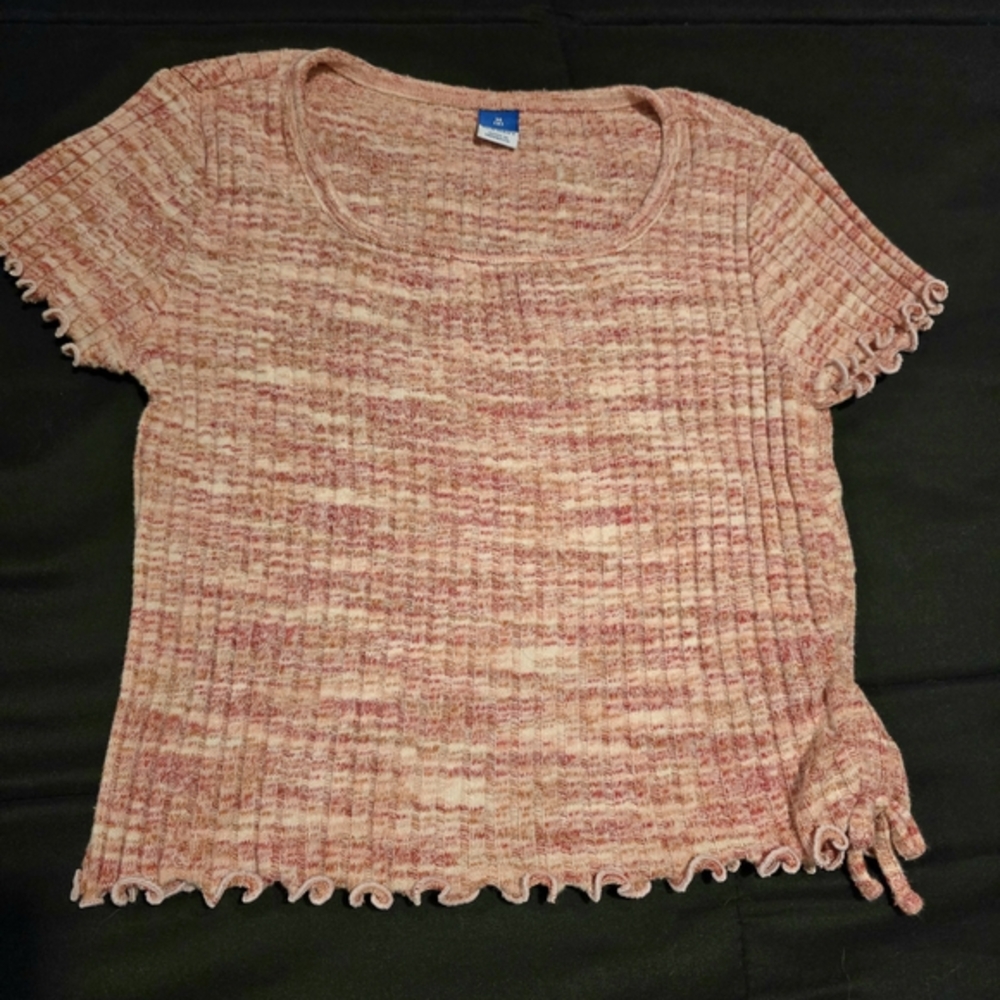 Old‎ Navy Girl's Short Sleeve Textured Knit Side Ruched Top Size Pink 8 Medium